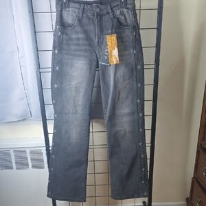 Elegant Gray Star-Patterned Women's Jeans